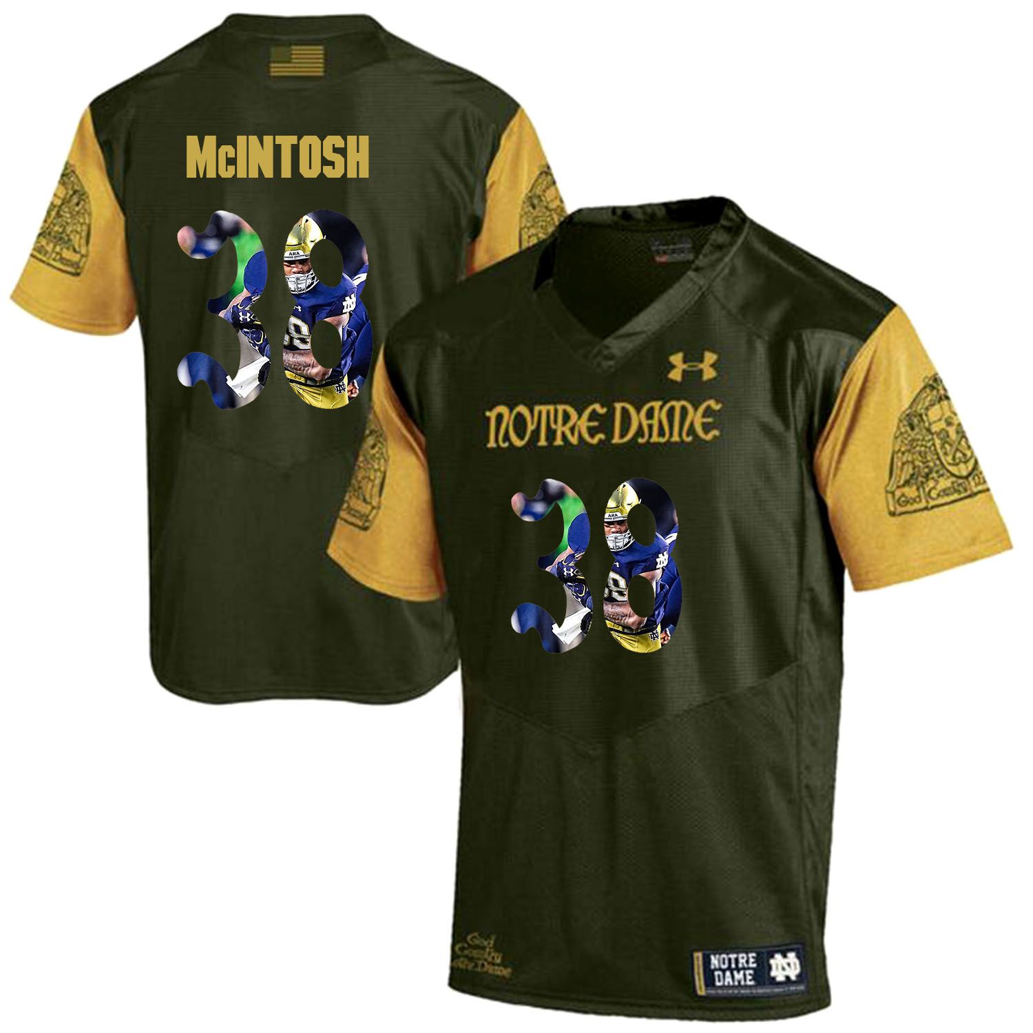 Men Norte Dame Fighting Irish #38 Mcintosh Green Fashion Edition Customized NCAA Jerseys